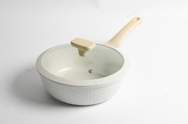 Cream color golf series deep fry pan