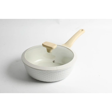 Cream color golf series deep fry pan